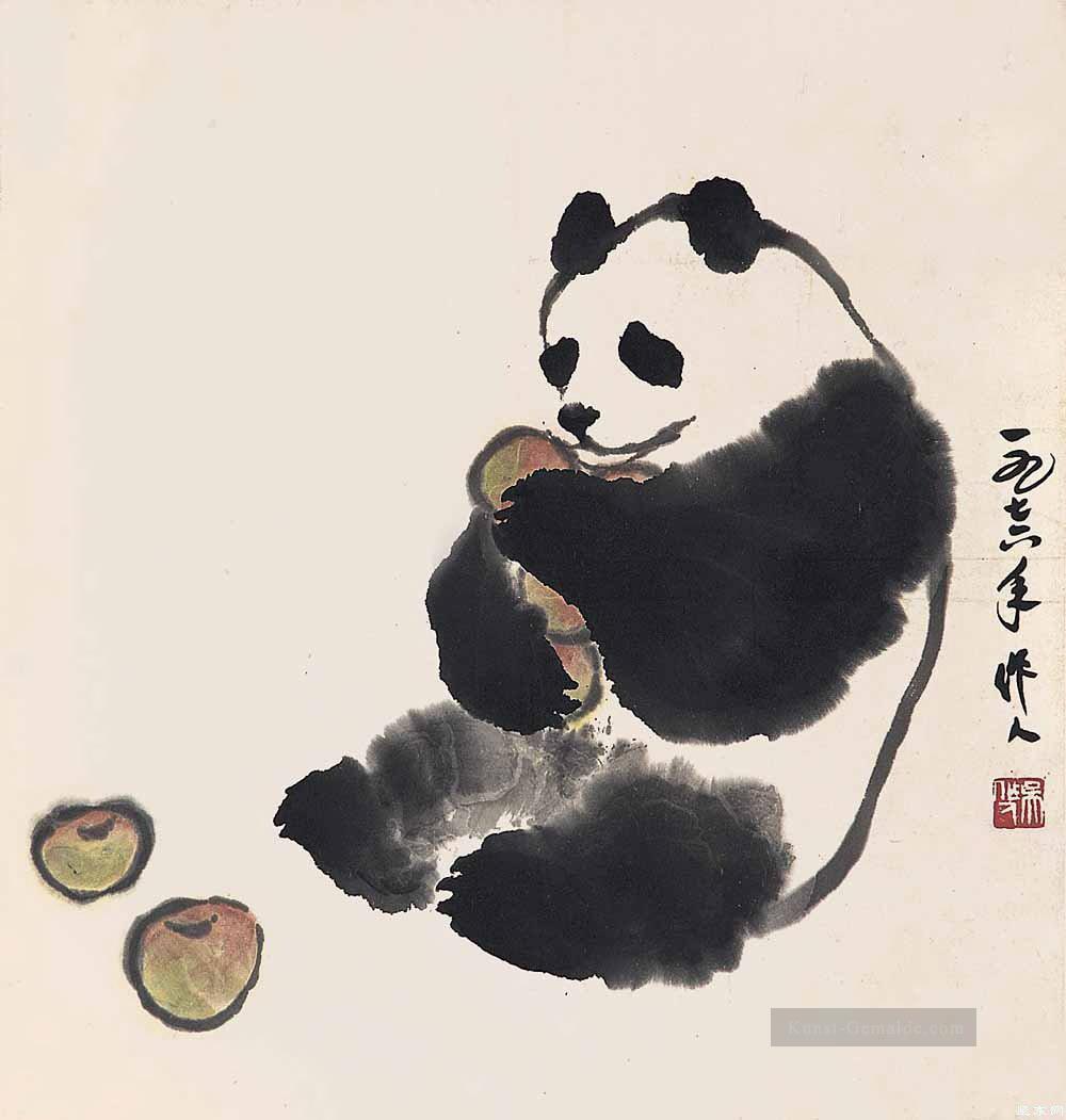 Wu zuoren Panda und Obst alten China Tinte Tiere Ölgemälde